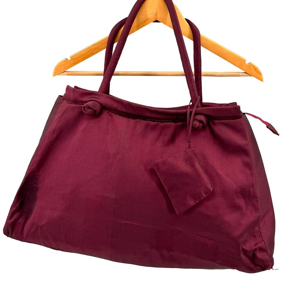 Vintage Y2K Iridescent Purple Padded Silk Asian Style Tote Handbag